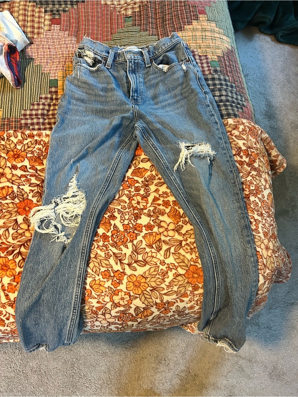 Abercrombie & Fitch Distressed Light Blue Mom Jeans